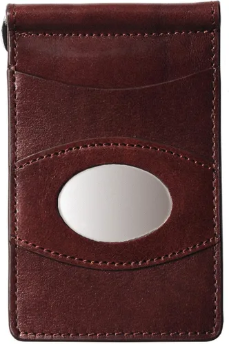 Miniatura 2 de Storus Cartera de afeitar, cartera delgada de cuero italiano con abrazadera de metal para efectivo + placa de grabado