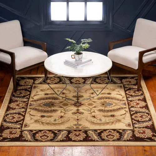 Miniatura 19 de Unique Loom - Colección Voyage - Alfombra redonda tradicional oriental, marrón, Polipropileno, Marrón/Azul Claro