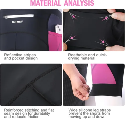 Miniatura 6 de Aeike Pantalones cortos de ciclismo acolchados 4D, transpirables, de secado rápido, a prueba de golpes, elásticos, para mujer