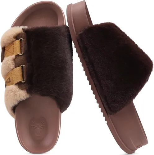 Miniatura 26 de KuaiLu Pantuflas ortopédicas para mujer con soporte de arco, sandalias acolchadas suaves para mujer, sandalias de moda con punta abierta, de piel