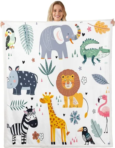 Miniatura 34 de Feelyou Manta de Felpa para Niños con Dibujos de Perros para Cama de Sofá, Manta Sherpa de Perro de Dibujos Animados para Niñas, Rosa, Floral