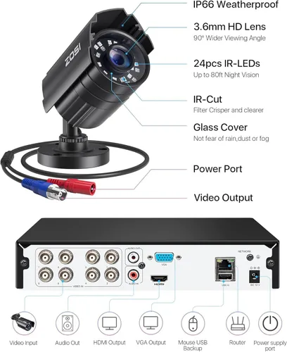 Miniatura 8 de ZOSI - Sistema de cámara de seguridad para el hogar de 8 canales 3K Lite para interiores y exteriores, detección AI de personas/vehículos, visión