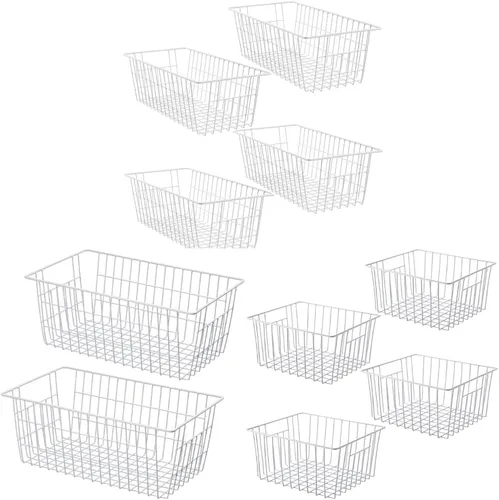 SANNO Cestas para congelador, cestas organizadoras de almacenamiento, cestas de congelador para refrigerador doméstico, cesta de alambre de metal de