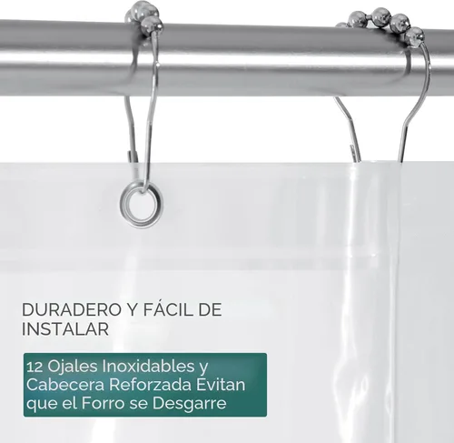 Miniatura 5 de AmazerBath - Cortina de plástico transparente de acetato de vinilo polietileno (PEVA) prémium, 72x72 pulgadas, 8G, de alta resistencia, con 3
