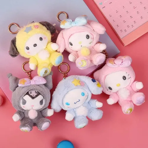 Miniatura 9 de Ahlsense Llavero de peluche lindo de dibujos animados de anime de 5 pulgadas (B)