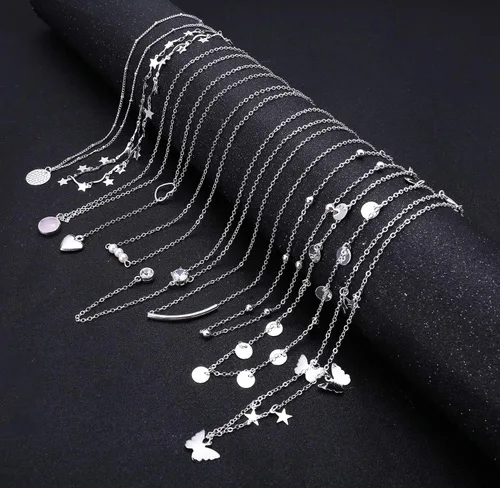 Miniatura 6 de Honsny 20 piezas de collares de gargantilla chapados en oro de 14 quilates para mujer, conjunto de collares de cadena simple con colgante de moneda