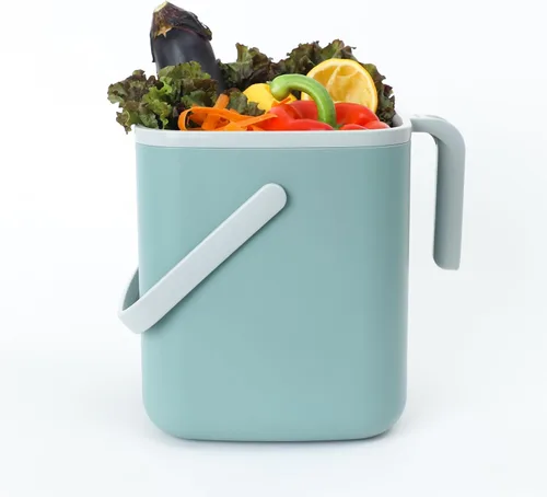 Miniatura 7 de BLUE GINKGO - Basurero de cocina para compost [5L / 1.32 GAL] – Cubo de desperdicios de alimentos sin filtro, hermético a olores, con asas