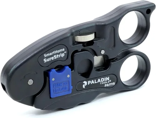 Paladin Tools PA1119 UTP/COAX - Pelacables y cortador | Ethernet POE RG6, RG6 Quad, RG59 coaxial, CAT5, CAT5E, CAT6, UTP/STP