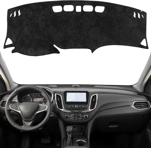 Miniatura 35 de Cubierta del Tablero Alfombrilla del Salpicadero Ajuste para Chevy Equinox 2024-2018 (Sin Modelos HUD), Alfombrilla del Tablero del Coche Negro