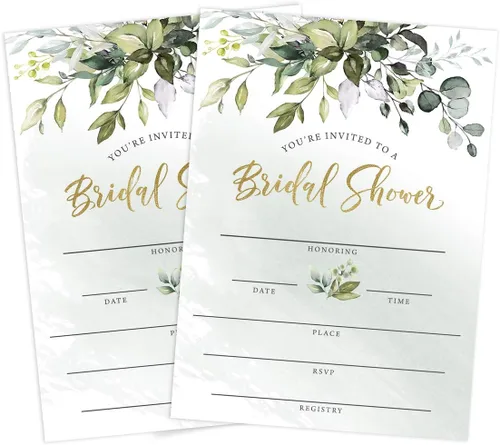 Miniatura 3 de Printed Party Invitaciones y sobres para despedida de soltera, vegetación, juego de 25