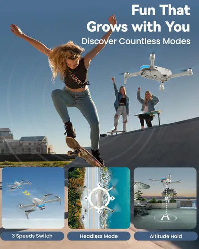 Miniatura 4 de SIMREX Dron GPS con cámara para adultos 4K, sin escobillas para principiantes, WiFi FPV plegable 5G, retorno automático, flujo óptico y retención