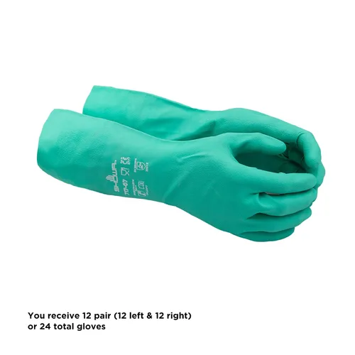 Miniatura 4 de SHOWA 717 - Guantes de seguridad de nitrilo sin forro, resistentes a químicos, 11 mil, 13 pulgadas de largo, XS (paquete de 12 pares)