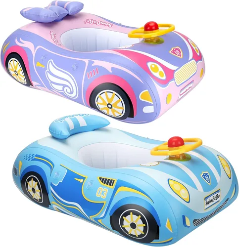 Swimbobo Toddler Pool Float with Seat Boat Inflatable Ride-on Car for Kids Outdoor Toys