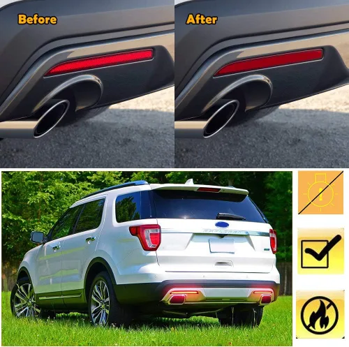 Miniatura 7 de Lente roja completa LED parachoques reflector trasera niebla luces para 2016 2017 2018 2019 Ford Explorer