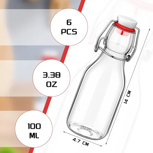 Miniatura 2 de EBOOT Botellas de vidrio con tapón abatible con tapas, claras, con tapa abatible, para cerveza, vinagre, kombucha, con tapones, tapas herméticas