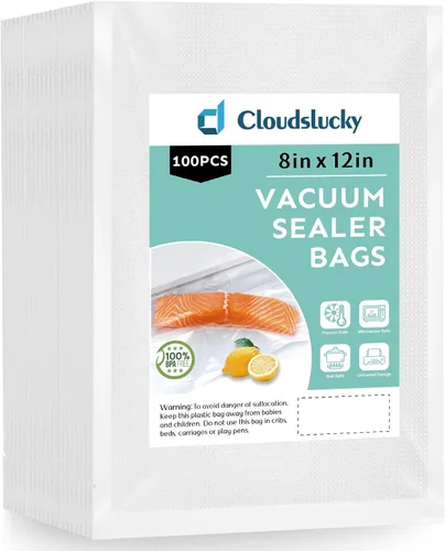 Bolsas selladoras al vacío para un cuarto de galón de alimentos de 8 x 12 pulgadas, 100 unidades para sellar una bolsa de comida, bolsas para
