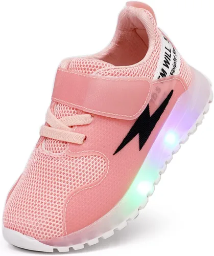 PATPAT Zapatos para niños pequeños con luz LED, zapatos brillantes para niñas, zapatos iluminados para niñas y niños, para Navidad, cumpleaños,
