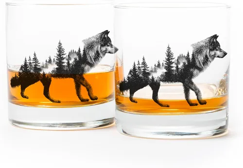 Miniatura 16 de Juego de vasos de whisky Black Lantern Buffalo Landscape de 2 vasos de 11oz con base pesada para bourbon, whisky y cócteles Regalo