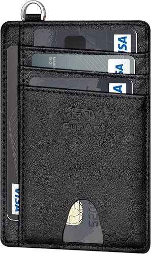 FurArt - Cartera minimalista delgada con bolsillo frontal, bloqueo de identificación de radiofrecuencia (RFID), tarjetero, para hombres y mujeres
