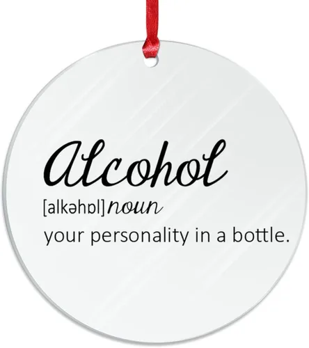 Miniatura 3 de Definición de sustantivo de alcohol, adorno acrílico de Navidad, decoración de árbol de Navidad, definición divertida, adorno de árbol de Navidad