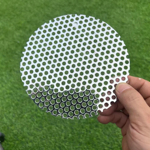 Miniatura 2 de Láminas de Metal Perforadas Redondas de 6" de Diámetro Rebanadas Calibre 19 Apertura 1/5" (Aproximadamente 5 mm) Malla de Metal Expandido Placa