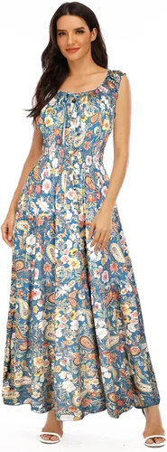 Miniatura 3 de Vestido largo sin mangas para mujer, holgado, estampado y bohemio, vestido de verano para invitadas de boda