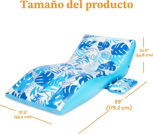 Miniatura 6 de SLOOSH Flotadores inflables de piscina para adultos, silla de piscina de comodidad extrema con soporte para tazas desmontable, tumbona resistente