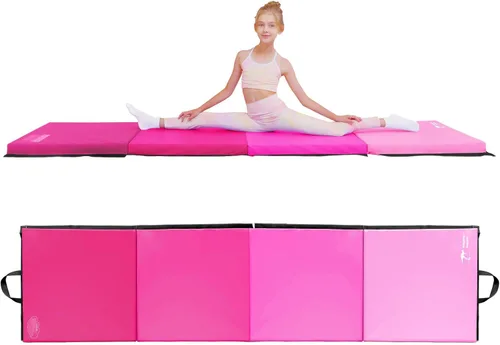 Miniatura 13 de Kangaroo Hoppers Gymnastics Tumbling Mats for Kids, Foldable Gym Mat with Carrying Handles for Home Activity Play