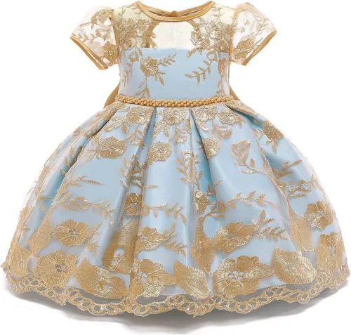 Miniatura 2 de NNJXD Vestido de princesa para bebé, con flores, para cumpleaños, bodas, fiestas