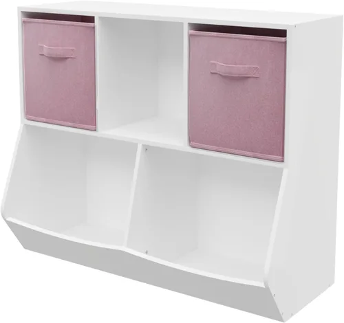 Miniatura 7 de Estantería para niños, organizador de almacenamiento de juguetes de 4 cubos, estantería para niños pequeños, estantes para habitación de niños, sala