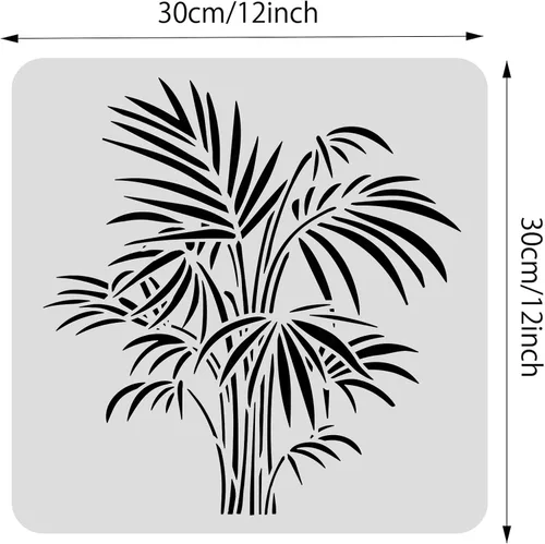 Miniatura 2 de BENECREAT Plantillas de pintura de plantas tropicales de 12 x 12 pulgadas, patrón de hojas, plantillas de dibujo de plástico reutilizables
