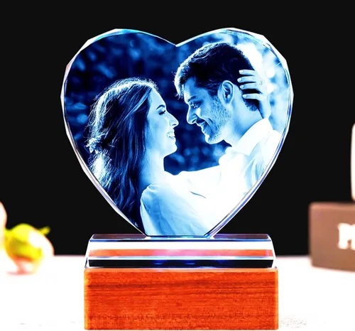 Regalos de fotos personalizados de cristal – Marcos de fotos en forma de corazón, cumpleaños, aniversario, boda, Navidad, regalos para novia,