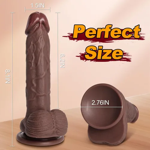 Miniatura 7 de Consolador realista ideal para principiantes, diseño de silicona con potente ventosa para placer anal y punto G sin manos, juguete anal