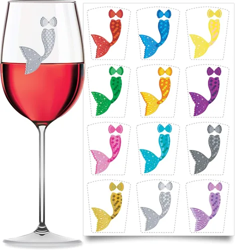 Miniatura 6 de Wine Wear Marcadores de bebidas, 12 unidades, calcomanías adhesivas reutilizables para revelación de género para baby shower (bebé niño)