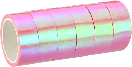 Miniatura 8 de PATIKIL Cinta metalizada de 0.59 pulgadas x 5.5 yardas, 6 rollos de papel de aluminio holográfico autoadhesivo para espejo, adhesivo metálico