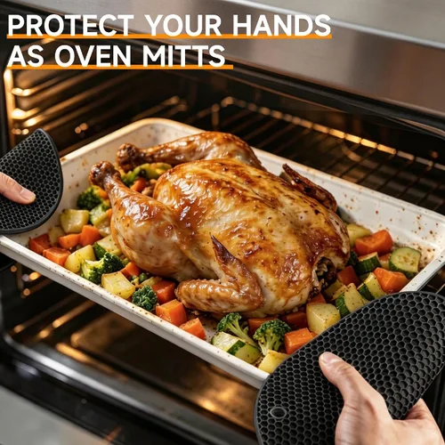 Miniatura 5 de Salvamanteles de silicona para platos calientes, almohadillas calientes antideslizantes para protector de encimera de cocina, alfombrilla resistente