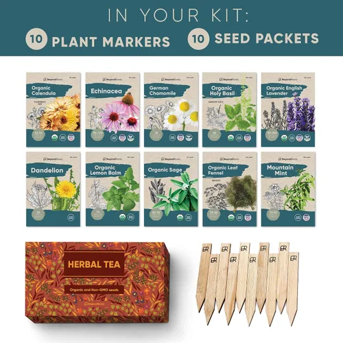 Miniatura 2 de Paquete variado de semillas de té de hierbas, 10 paquetes de semillas de hierbas medicinales, semillas de hierbas orgánicas certificadas sin OMG