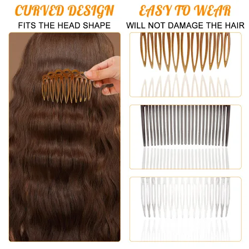 Miniatura 3 de 18 peines laterales franceses, peine decorativo de plástico con dientes, peines para el cabello, accesorios para mujeres, velo de boda para novia