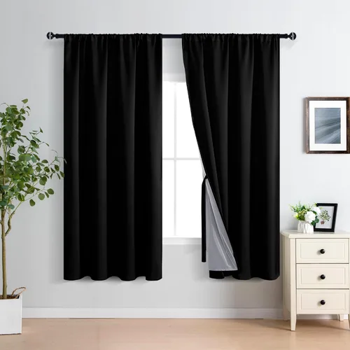 Miniatura 17 de XWZO Cortinas Opacas 100% Blancas - Cortinas de Bloqueo Total de Calor y Luz con Forro Negro para Dormitorio/Cuarto de Lavado, Paneles de Ventana