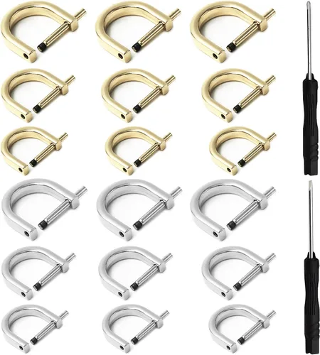 Miniatura 8 de 18 anillos en D de tornillo, 3 tamaños de herradura en forma de U, anillo D de tornillo en forma de U, anillo semicírculo D con 2 destornilladores