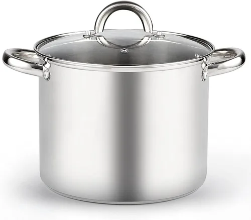 Miniatura 17 de Cook N Home Olla de acero inoxidable de 3 cuartos de galón, olla pequeña con tapa de vidrio, olla básica para saucier, asas de silicona que se