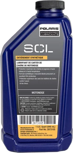 Miniatura 5 de Polaris OEM lubricante sintético para caja de cadena de moto de nieve, 1 cuarto de galón, sintético, específico para INDY XC, Patriot Boost Pro RMK