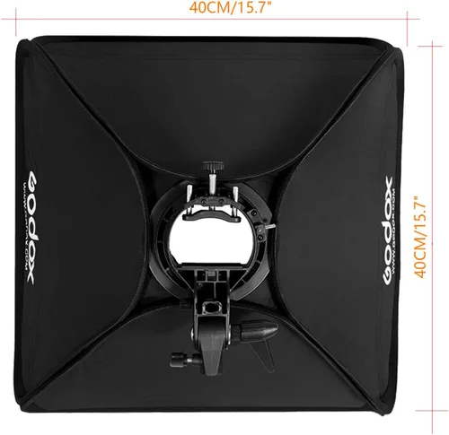 Miniatura 4 de Godox - Soporte tipo S para montaje Bowens, incluye soporte plegable con softbox de 40x40cm / 15.7x15.7 pulgadas, rejilla de nido de abeja y kit