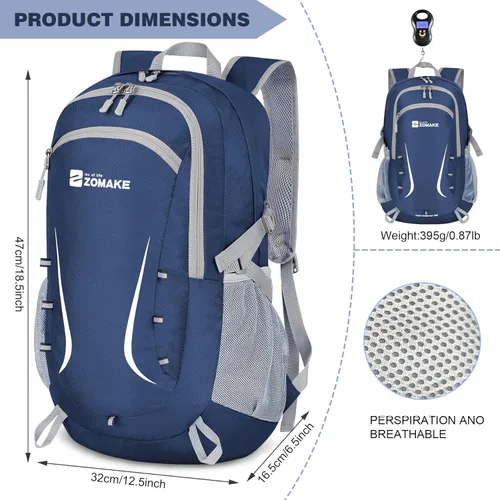 Miniatura 2 de Zomake - Mochila de senderismo plegable resistente al agua, mochila ligera de 40 litros para viajes, mochila plegable Backpacks, Collapsible, Azul