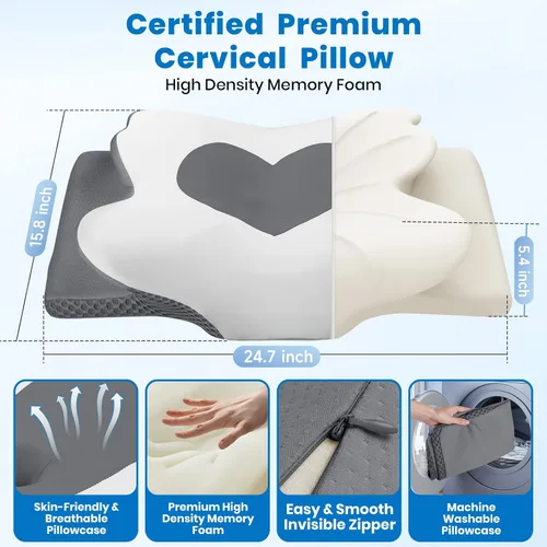 Miniatura 2 de Almohada cervical de cuello TranquilMoments para dormir, almohada de espuma viscoelástica para dormir de lado, almohadas ergonómicas para alivio