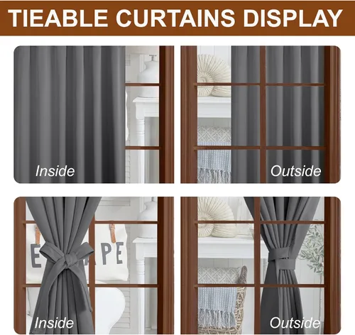 Miniatura 4 de DWCN Cortinas opacas con pestaña trasera para ventana - Cortinas opacas con bolsillo para barra para oscurecer la habitación para dormitorio/sala