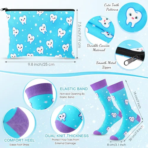 Miniatura 4 de Sliner Cna Week - Juego de 4 regalos para asistente dental higienista de 12 onzas, vaso de acero inoxidable con dientes azules, bolsa de cosméticos