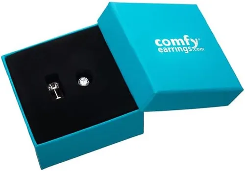 Miniatura 9 de Aretes colgantes de circonio cúbico ComfyEarrings de 14 pulgada con la respaldos planos de rosca muy cómodos