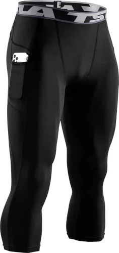 TSLA Pantalones de compresión 34 para hombre, mallas de entrenamiento para correr, leggings atléticos capri de secado fresco, capa base de yoga y