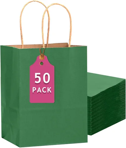Miniatura 15 de qiqee Paquete de 50 bolsas de regalo de papel negro con asas a granel 13"x10.3"x4.6" bolsas de favor para fiestas de tamaño grande múltiples usos